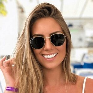Ray Ban Hexagonal Polarized Flat Lense Glasses